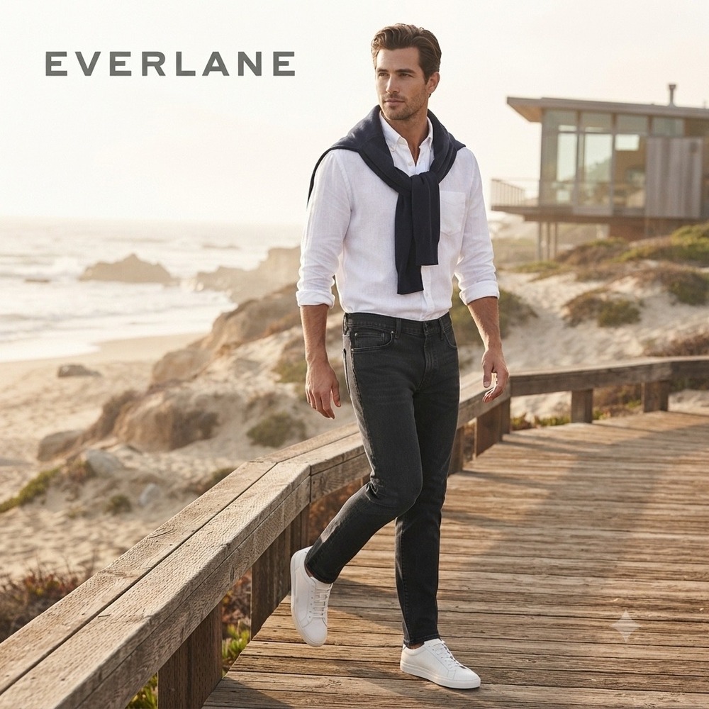 Everlane Uniform Slim Fit Jeans Mens 32x32 Washed Black Organic Cotton Stretch